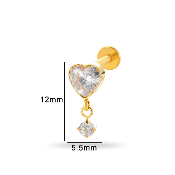 Puncture Jewelry Titanium Alloy Heart Shape Electroplated Pendant For Women