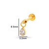 Puncture Jewelry Titanium Alloy Water Drop Shape Zircon Pendant With Inner Teeth Screw Rod Electroplated For Women