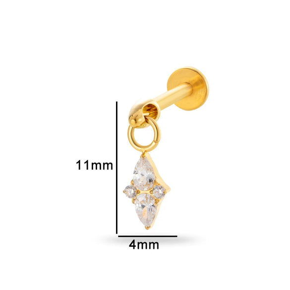 Puncture Jewelry Titanium Alloy Water Drop Shape Zircon Pendant With Inner Teeth Screw Rod Electroplated For Women