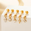 Puncture Jewelry Titanium Alloy Water Drop Shape Zircon Pendant With Inner Teeth Screw Rod Electroplated For Women