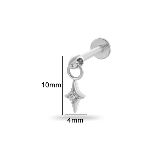 Puncture Jewelry Titanium Alloy Water Drop Shape Zircon Pendant With Inner Teeth Screw Rod Electroplated For Women