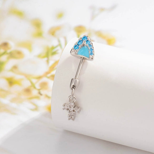 Puncture Jewelry Titanium Steel Love Cross Pendant With Kitten Ear Shape Animal Zodiac Pattern Electroplated For Women Fashion Style