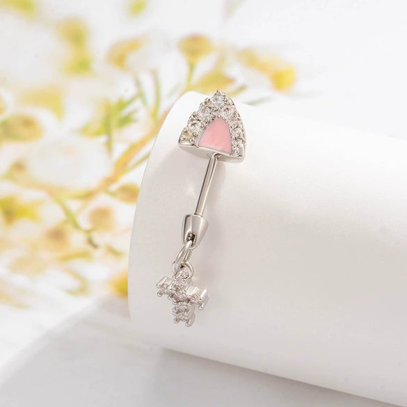 Puncture Jewelry Titanium Steel Love Cross Pendant With Kitten Ear Shape Animal Zodiac Pattern Electroplated For Women Fashion Style