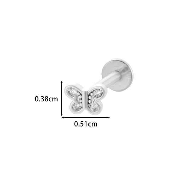 Puncture Ornaments Stainless Steel Copper Zircon Love Butterfly Bow Tie Electroplated For Women