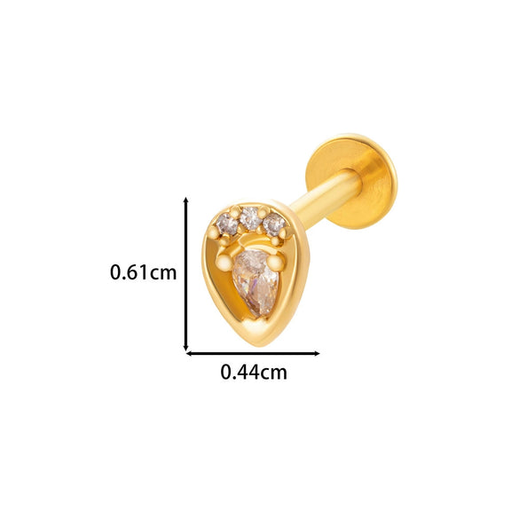 Puncture Ornaments Stainless Steel Copper Zircon Love Butterfly Bow Tie Electroplated For Women