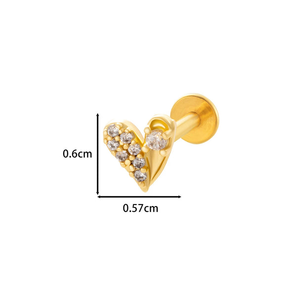 Puncture Ornaments Stainless Steel Copper Zircon Love Butterfly Bow Tie Electroplated For Women