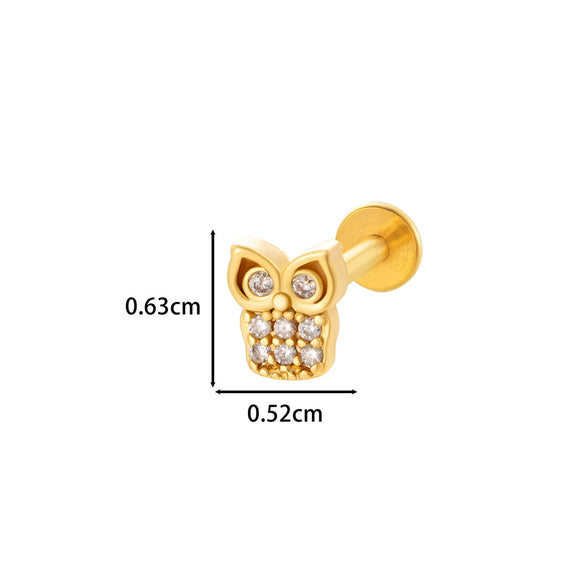 Puncture Ornaments Stainless Steel Copper Zircon Love Butterfly Bow Tie Electroplated For Women