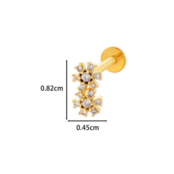 Puncture Ornaments Stainless Steel Copper Zircon Love Butterfly Bow Tie Electroplated For Women