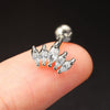 Puncture Stud Earrings Copper Inlaid Zircon Crown Shape Electroplated
