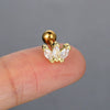 Puncture Stud Earrings Copper Inlaid Zircon Crown Shape Electroplated