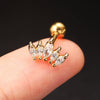 Puncture Stud Earrings Copper Inlaid Zircon Crown Shape Electroplated