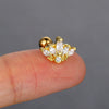 Puncture Stud Earrings Copper Inlaid Zircon Crown Shape Electroplated