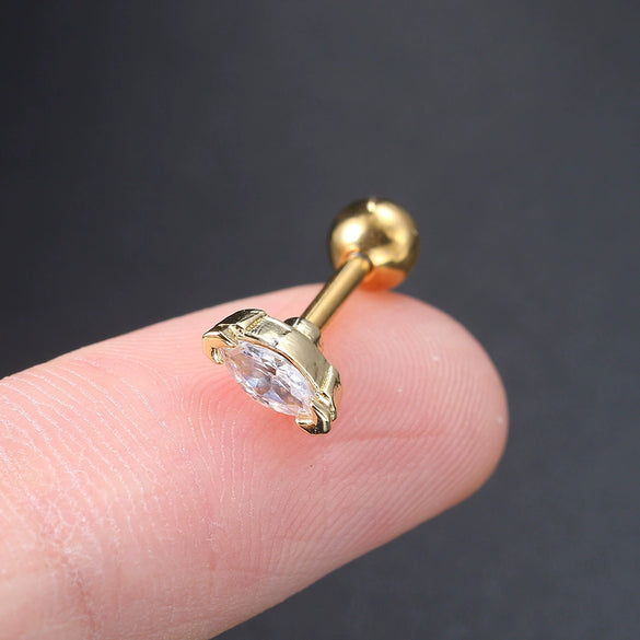 Puncture Stud Earrings Copper Inlaid Zircon Crown Shape Electroplated