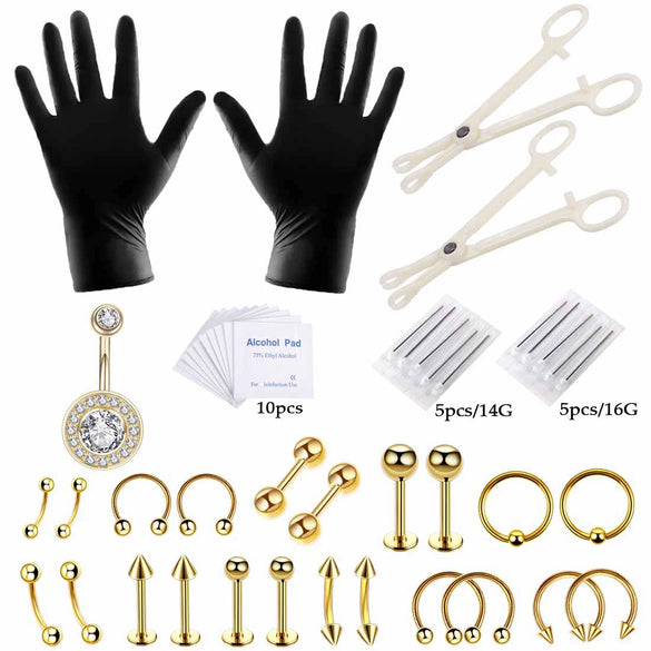 Puncture Tools Set Stainless Steel Heart Pattern Electroplated Unisex