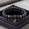 Punk Bracelet Copper Inlaid With Zircon Volcanic Stone Ball Skull Handmade Unisex