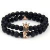 Punk Bracelet Copper Inlaid With Zircon Volcanic Stone Ball Skull Handmade Unisex