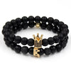 Punk Bracelet Copper Inlaid With Zircon Volcanic Stone Ball Skull Handmade Unisex