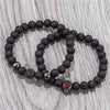 Punk Bracelet Copper Inlaid With Zircon Volcanic Stone Ball Skull Handmade Unisex