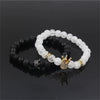 Punk Bracelet Copper Inlaid With Zircon Volcanic Stone Ball Skull Handmade Unisex
