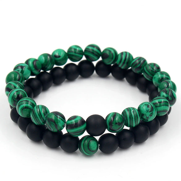 Punk Bracelet Copper Inlaid With Zircon Volcanic Stone Ball Skull Handmade Unisex