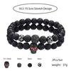 Punk Bracelet Copper Inlaid With Zircon Volcanic Stone Ball Skull Handmade Unisex