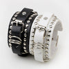 Punk Couple Jewelry Artificial Leather Belt Bracelet With Rivet And Geometric Design Electroplated