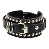 Punk Couple Jewelry Artificial Leather Belt Bracelet With Rivet And Geometric Design Electroplated