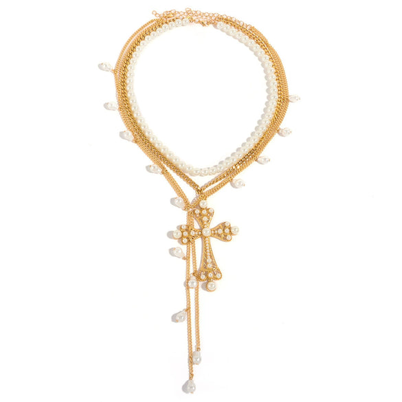 Punk Dark Cross Pendant Necklace Plastic Alloy Geometric Electroplating Women's Jewelry