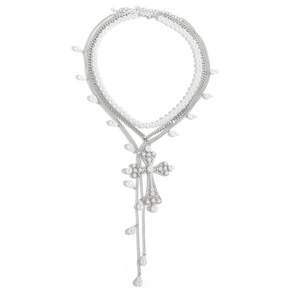 Punk Dark Cross Pendant Necklace Plastic Alloy Geometric Electroplating Women's Jewelry