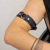 Punk Geometric Artificial Leather Adjustable Arm Chain Bracelet Ring For Men