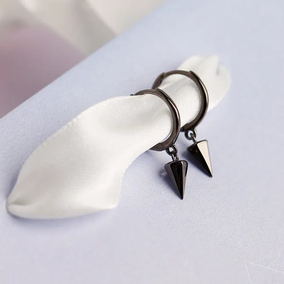 Punk Geometric Conical Sterling Silver Stoving Varnish Drop Earrings 1 Pair