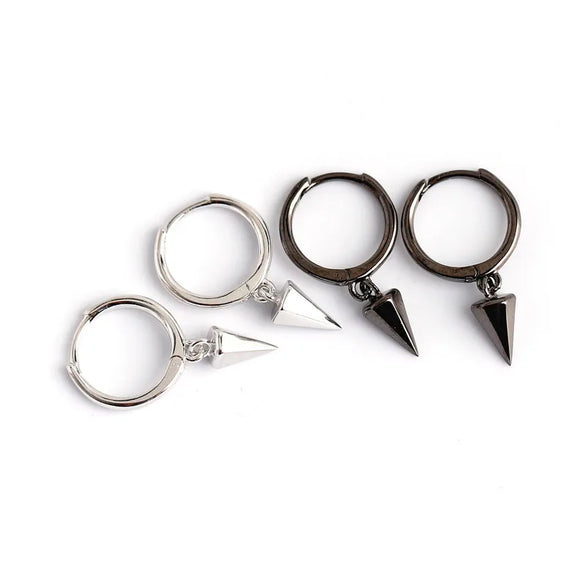 Punk Geometric Conical Sterling Silver Stoving Varnish Drop Earrings 1 Pair