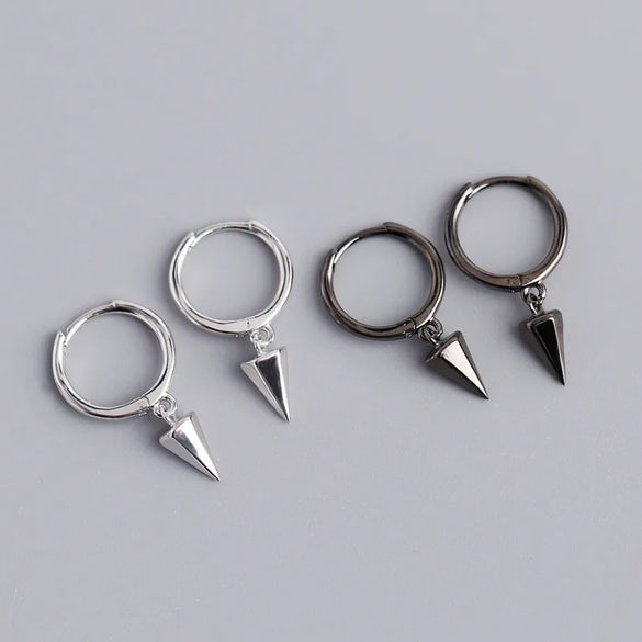 Punk Geometric Conical Sterling Silver Stoving Varnish Drop Earrings 1 Pair