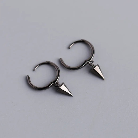 Punk Geometric Conical Sterling Silver Stoving Varnish Drop Earrings 1 Pair