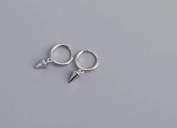 Punk Geometric Conical Sterling Silver Stoving Varnish Drop Earrings 1 Pair