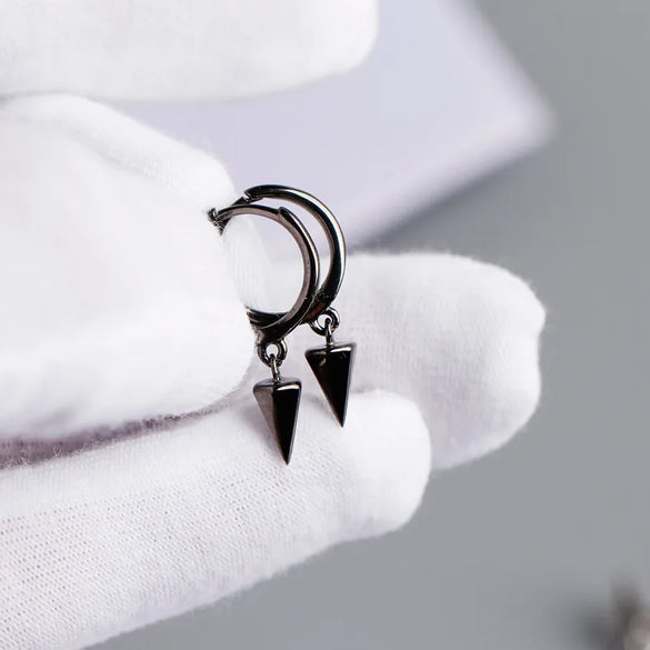 Punk Geometric Conical Sterling Silver Stoving Varnish Drop Earrings 1 Pair