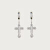 Punk Geometric Cross Necklace For Women Copper Mixed Gemstone Inlay Pearl Chain
