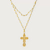 Punk Geometric Cross Necklace For Women Copper Mixed Gemstone Inlay Pearl Chain