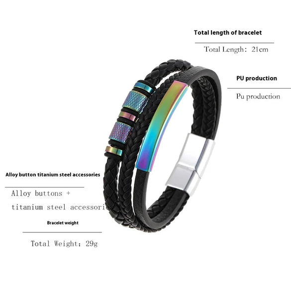 Punk Geometric Leather Plating Unisex Bracelets Men Cord & Leather Bracelets