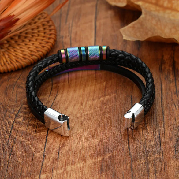 Punk Geometric Leather Plating Unisex Bracelets Men Cord & Leather Bracelets