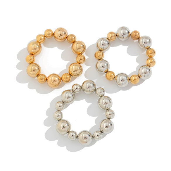 Punk Geometric Resin Beaded Elastic Bracelet For Women With Electroplating