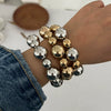 Punk Geometric Resin Beaded Elastic Bracelet For Women With Electroplating