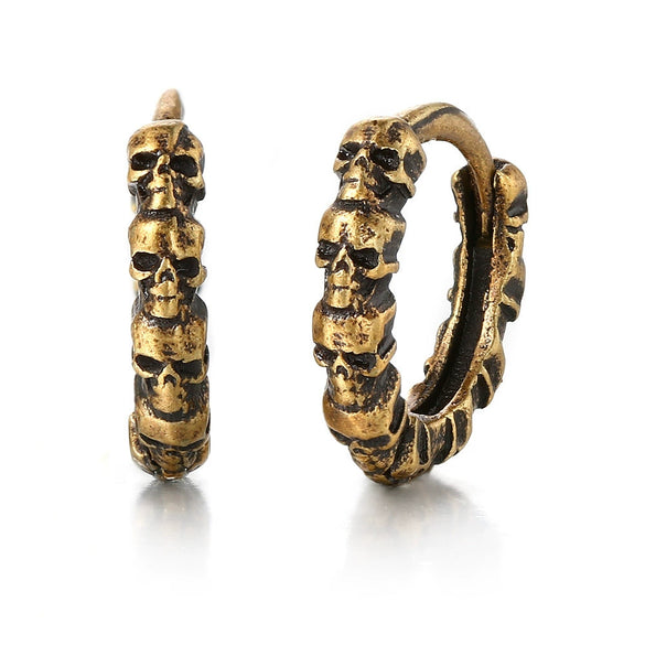 Punk Geometric Skull Copper Earrings