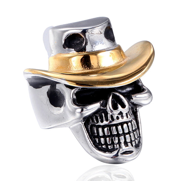 Punk Goth Rock Pirate Skull Titanium Steel Men's Ring Stainless Steel With Animal Zodiac Pattern Electroplated