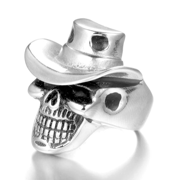 Punk Goth Rock Pirate Skull Titanium Steel Men's Ring Stainless Steel With Animal Zodiac Pattern Electroplated