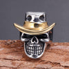 Punk Goth Rock Pirate Skull Titanium Steel Men's Ring Stainless Steel With Animal Zodiac Pattern Electroplated
