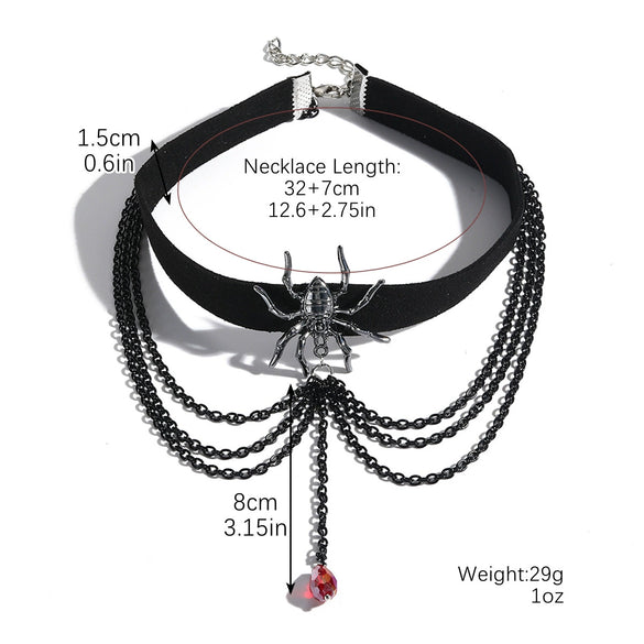Punk Gothic Necklace Black Artificial Leather Zinc Alloy Twisted Chain Geometric Electroplating Jewelry