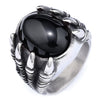 Punk Gothic Style Retro Dragon Claw Gem Stainless Steel Ring Set With Precious Stones