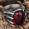 Punk Gothic Style Retro Dragon Claw Gem Stainless Steel Ring Set With Precious Stones
