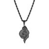 Punk Gothic Style Stainless Steel And Titanium Steel Rose Skull Pendant Necklace With Twist Chain And Geometric Pattern Handmade For Men